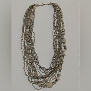 Necklace multi strand beads neutral
